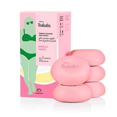Sabonete em Barra Puro Vegetal Tododia Acerola e Hibisco - 5 x 90 g